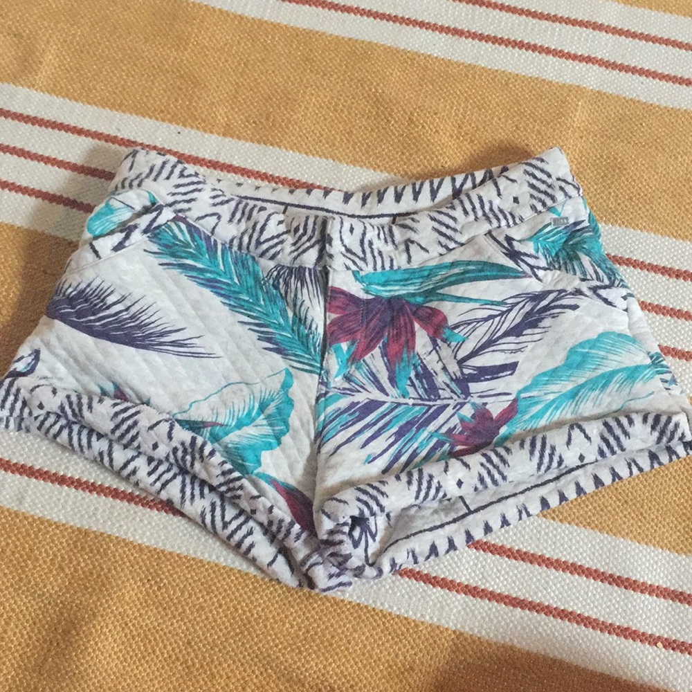 Roxy tropical print quilted sweatshirt shorts M